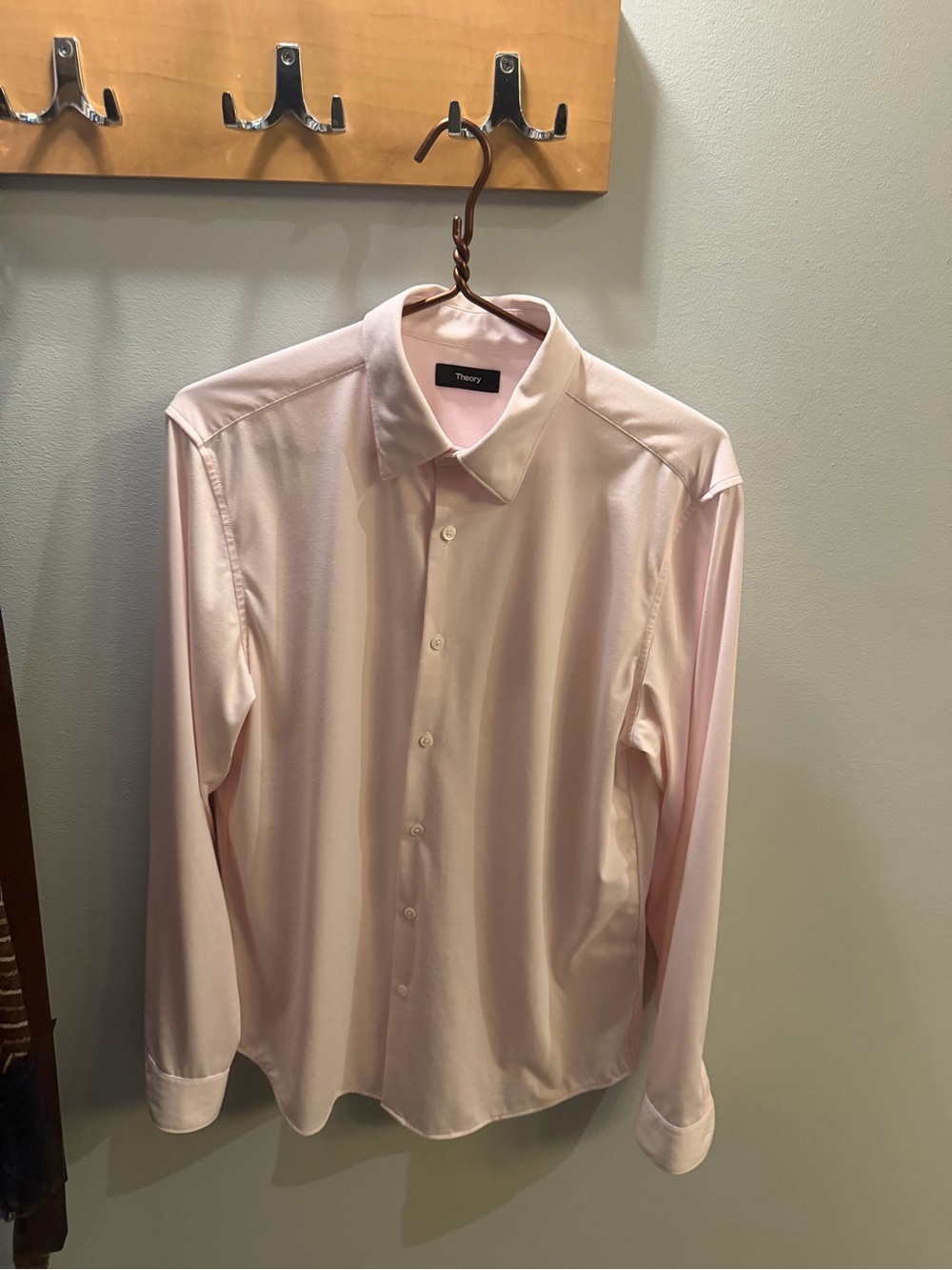 Theory Light Pink Sylvain Structure Knit Men's Performance Dress Shirt
